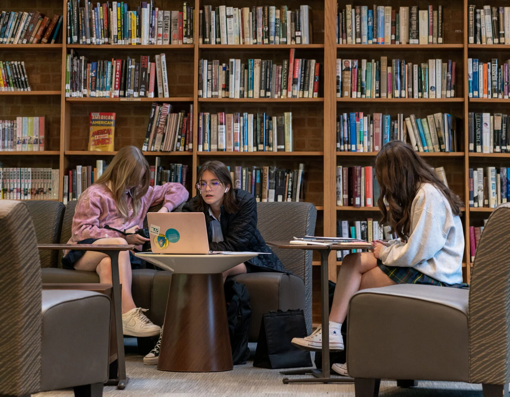 Students studying in the Upper School Library