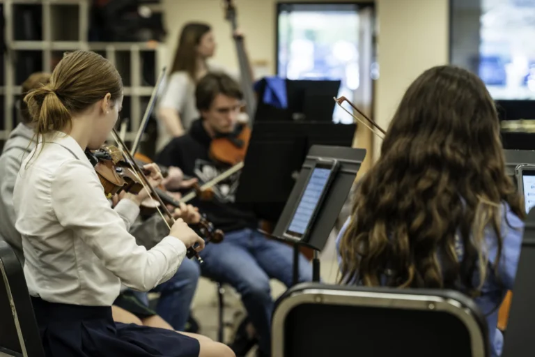Upper School Strings Practice with iPads