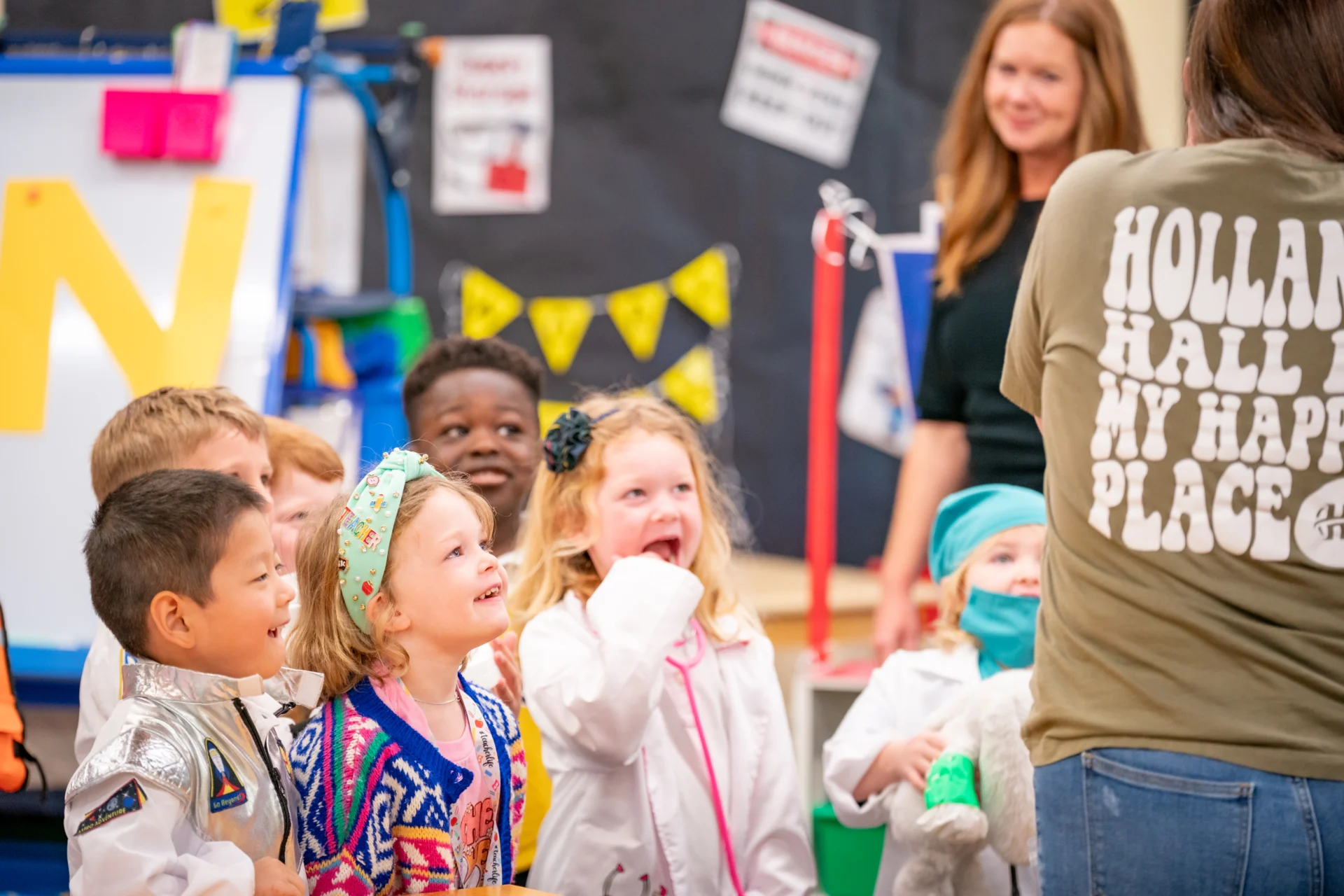 Student in class getting ready for the PreK Occupation Parade.
